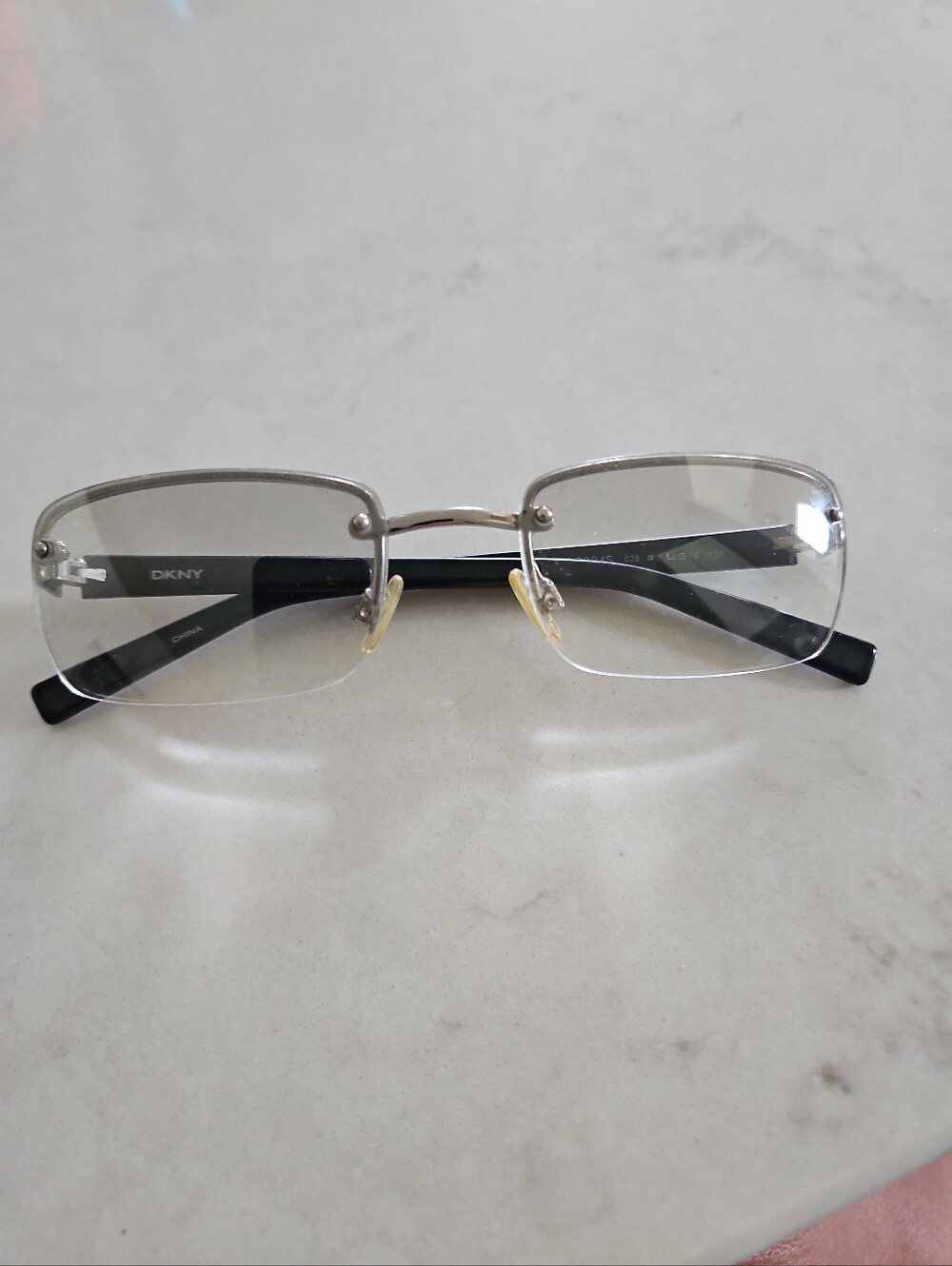 Vintage DKNY Small Retangle Silver Transparent Sunglasses